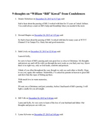 William Kowal Funeral Condolences